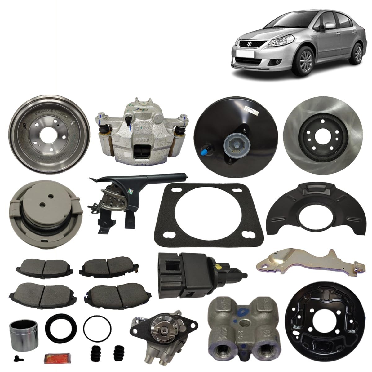 Suzuki SX4 Brake Parts - Caliper Booster Cable Brake Disc Shoe Kit Hose Brake Pad Pipe